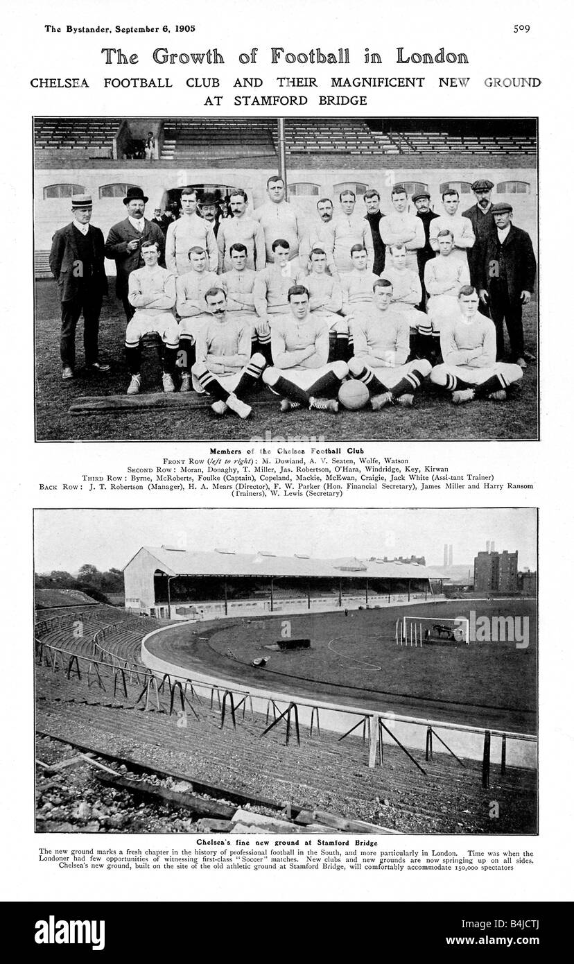 Chelsea FC 1905 foto del nuovo club di calcio nel mese di settembre in apertura del loro nuovo terreno a Stamford Bridge Foto Stock