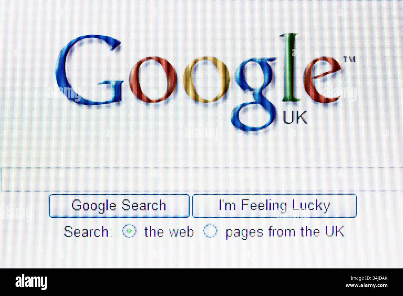 Google sito web del Regno Unito lo schermo e il logo closeup Foto Stock