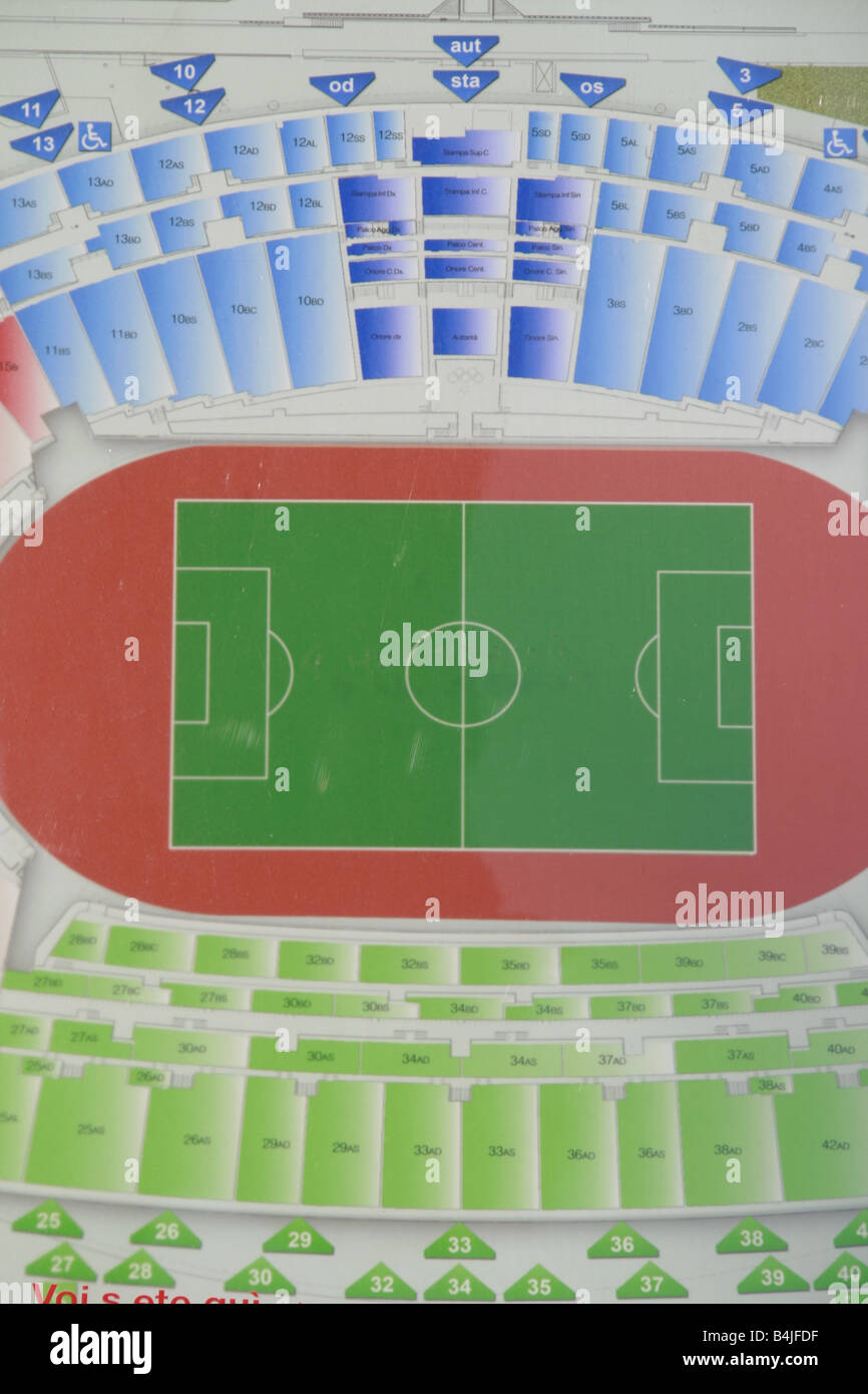 Mappa di layout al di fuori dello stadio Olimpico di Roma Foto stock - Alamy