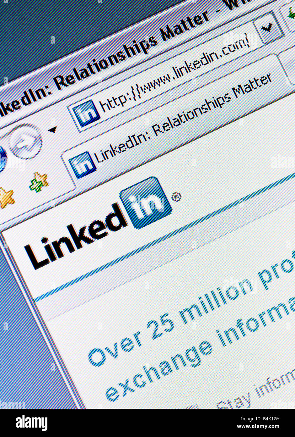 LinkedIn business sito di social networking splash screen e il logo Foto Stock