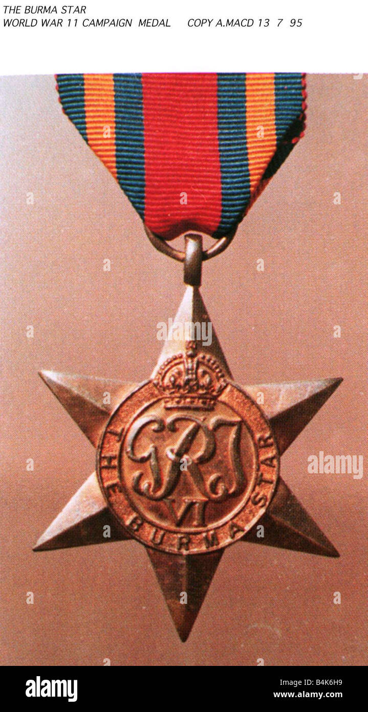 Medaglie Birmania Star Foto Stock