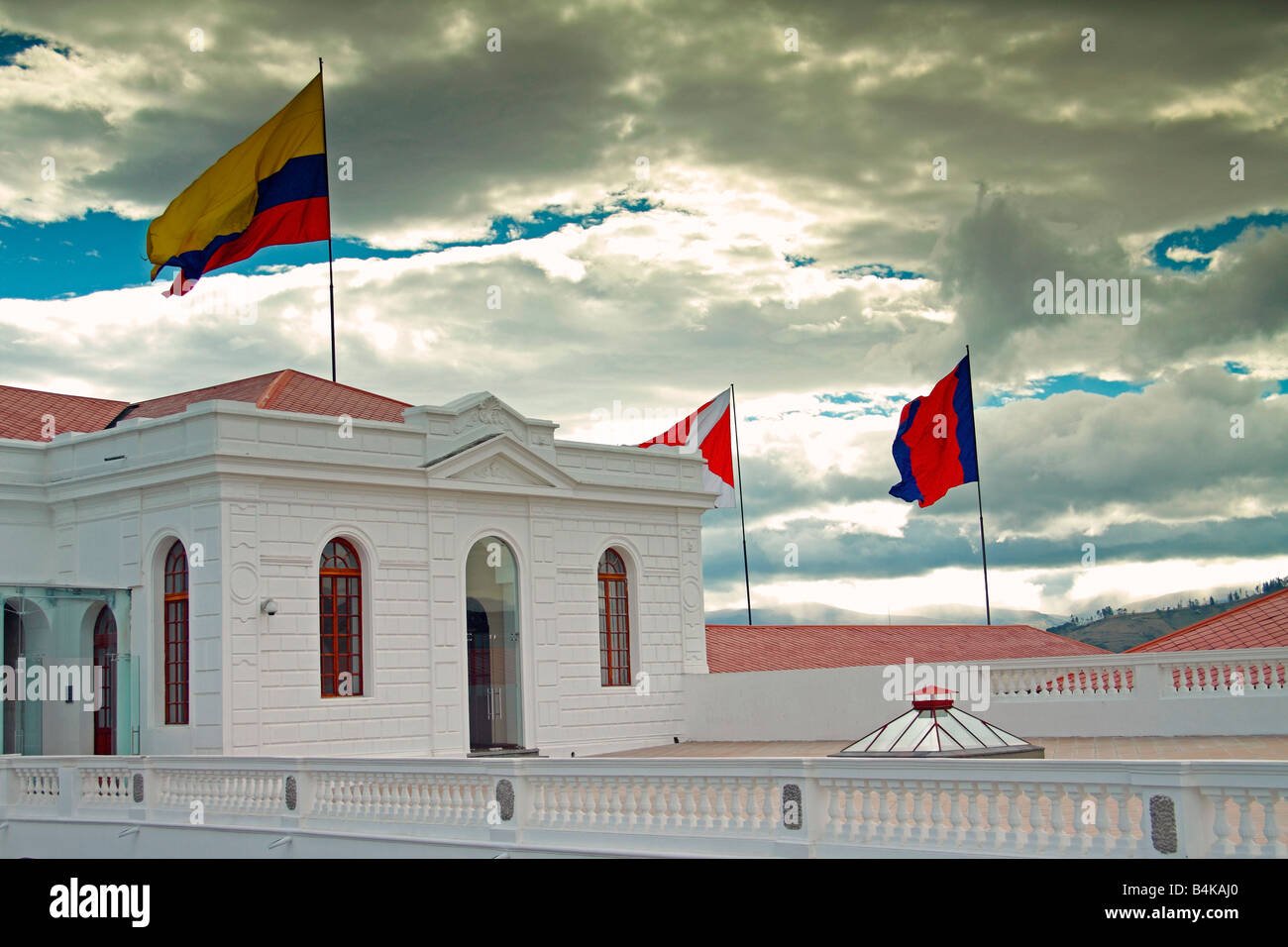 Vista sul tetto, Modern Arts Centre (ex Hospital Militar de San Juan / San Juan ospedale militare), Quito Ecuador Foto Stock