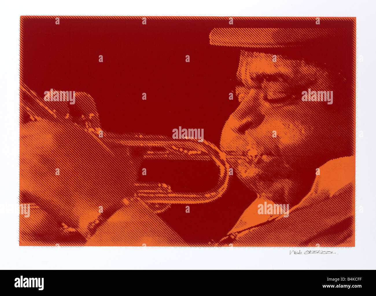 John Birks 'Dizzy' Gillespie,1917 - 1993 American trombettista jazz, serigrafia realizzata in una foto fatta da nick oudshoorn Foto Stock