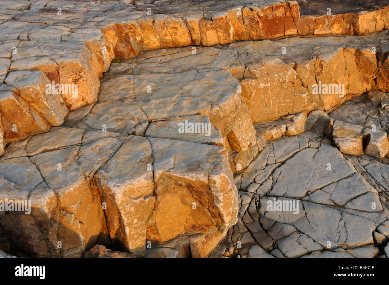 Rocce all alba Wisemans bridge Pembrokeshire Wales Foto Stock