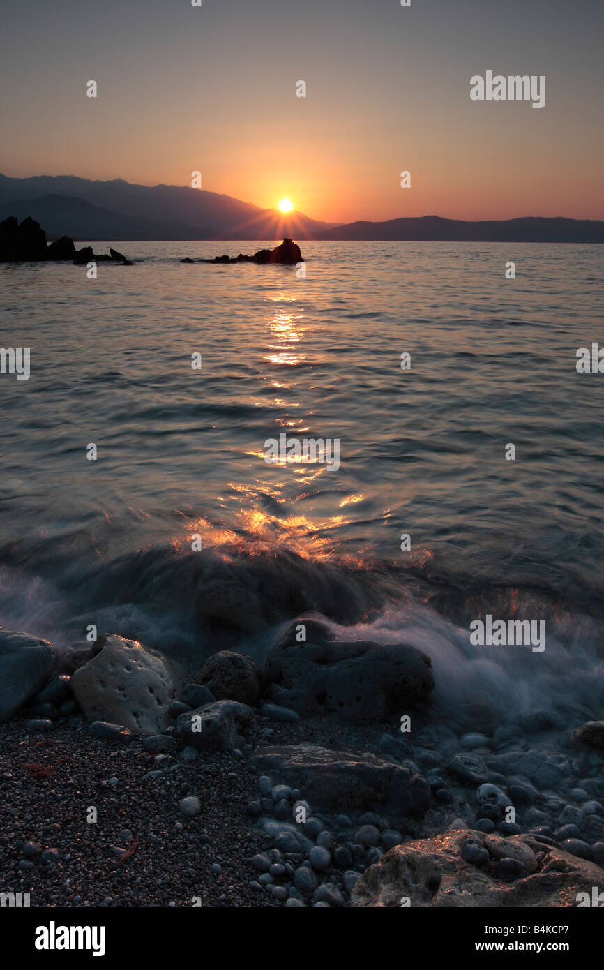 Tramonto in Georgioupolis Foto Stock