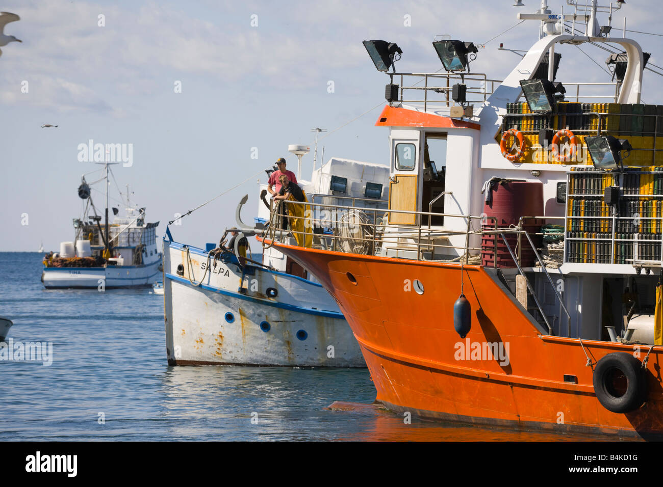 Trawler barche da pesca a Rovigno Croazia Foto Stock