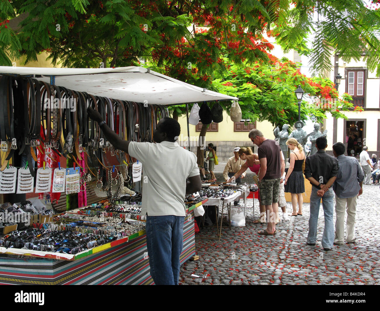 Stallo del mercato in Plaza Vandale, Santa Cruz de La Palma, La Palma, Canarie, Islas Canarias, Spagna, España, Europa Foto Stock