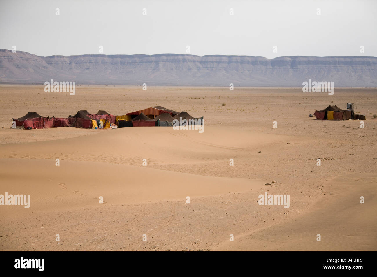 Touareg tenda beduina sulle dune vicino a Zagora Marocco. L'Africa. 80029 orizzontale Marocco Foto Stock