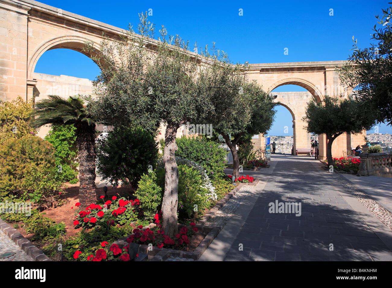 Tomaia Barracca Gardens, Valletta, Malta Foto Stock