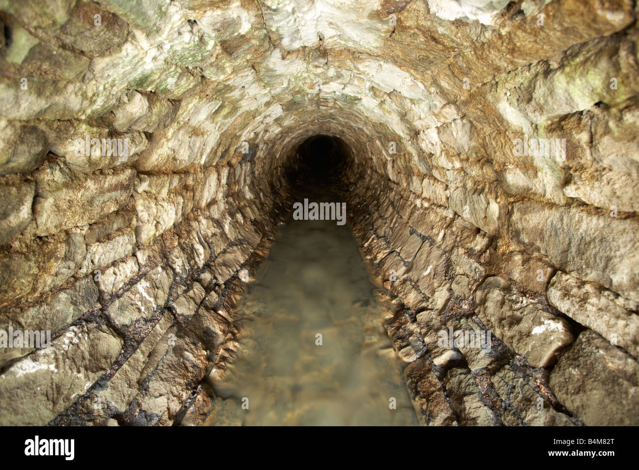 Tunnel di drenaggio entro le vecchie aree minerarie della Foresta di Dean nel Gloucestershire Foto Stock