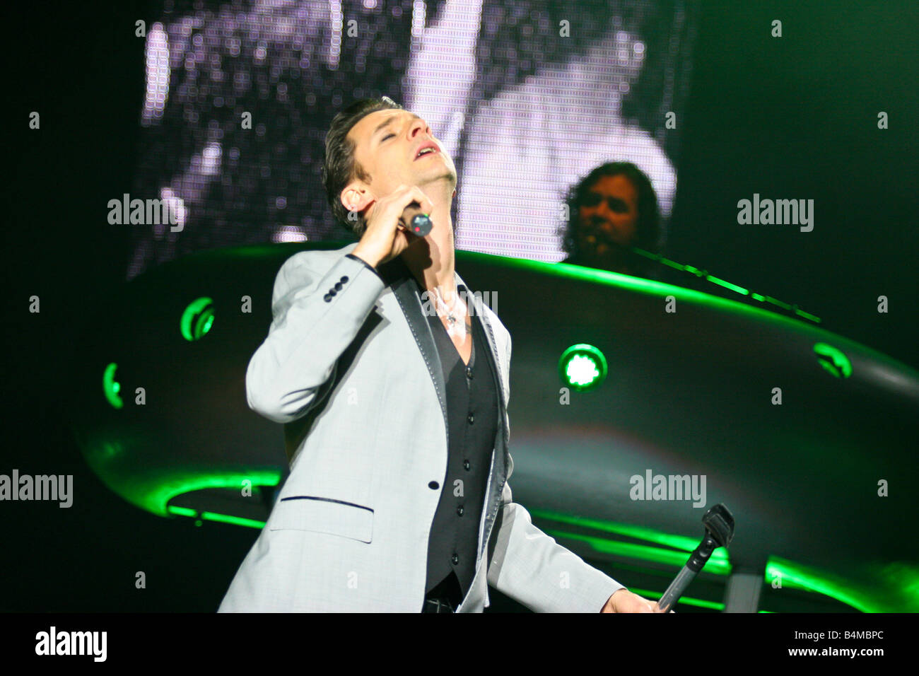 Dave Gahan dei Depeche Mode durante il concerto a Katowice, Polonia. Foto Stock