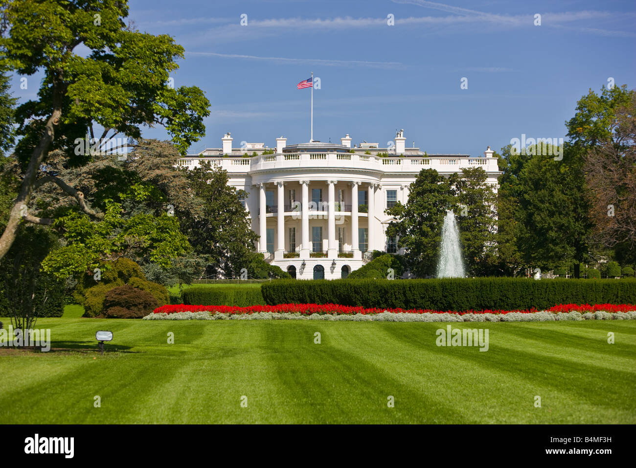 WASHINGTON DC USA La Casa Bianca portico sud e sud prato Foto Stock