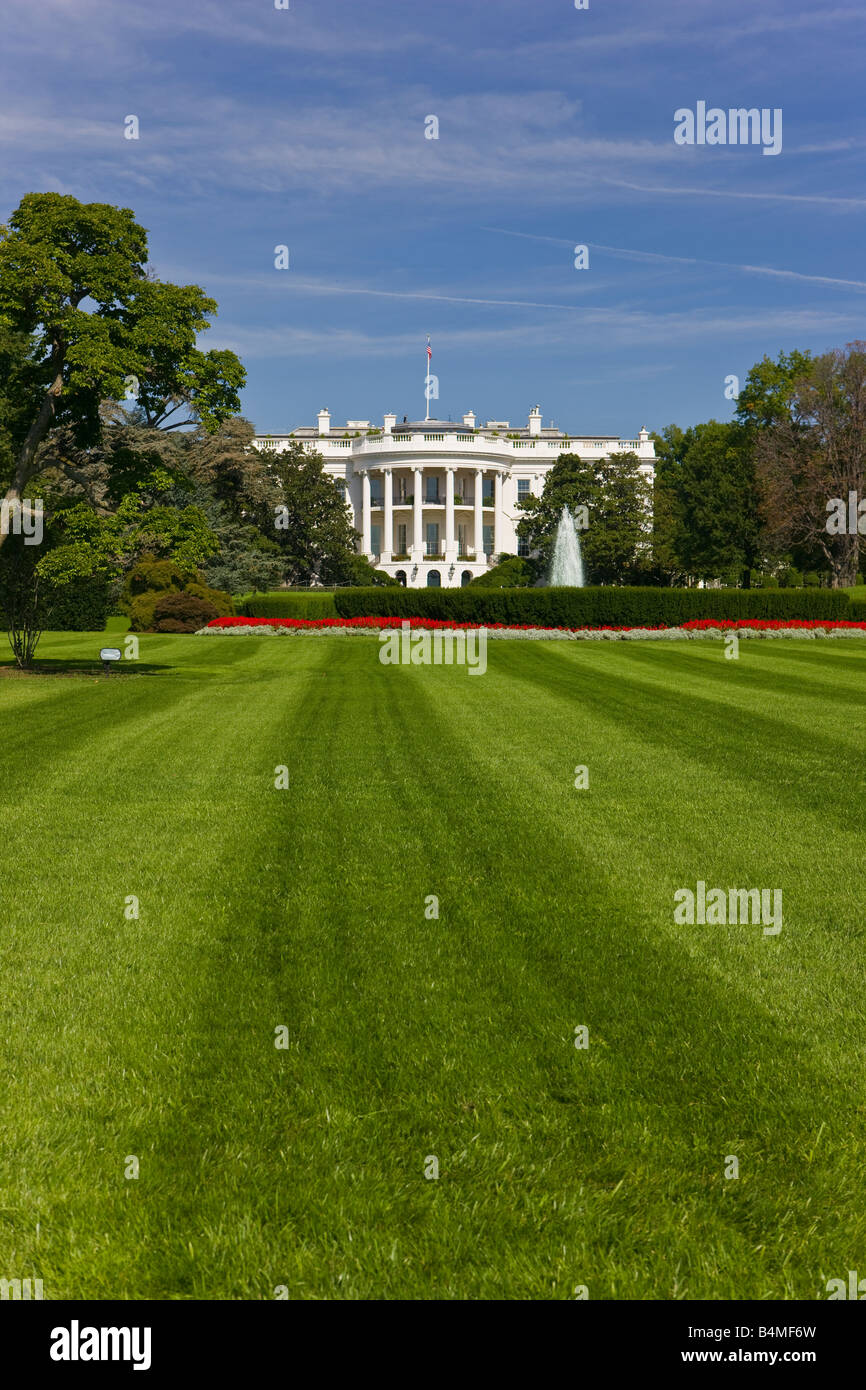 WASHINGTON DC, Stati Uniti d'America - La Casa Bianca e il south lawn. Foto Stock