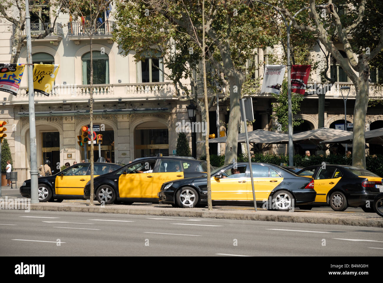 I taxi a Barcellona, Spagna Foto Stock