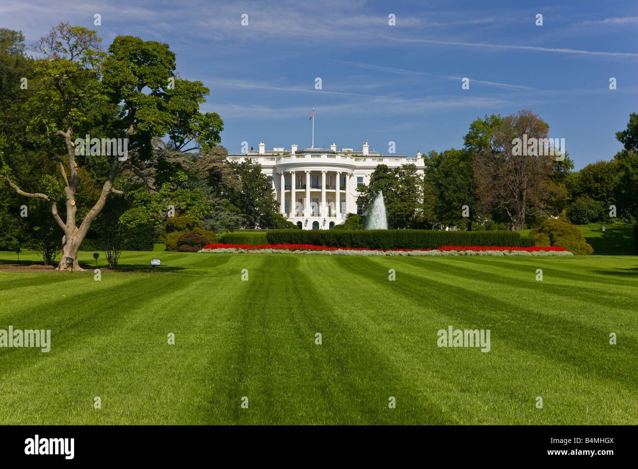 WASHINGTON DC, Stati Uniti d'America - La Casa Bianca e il south lawn. Foto Stock