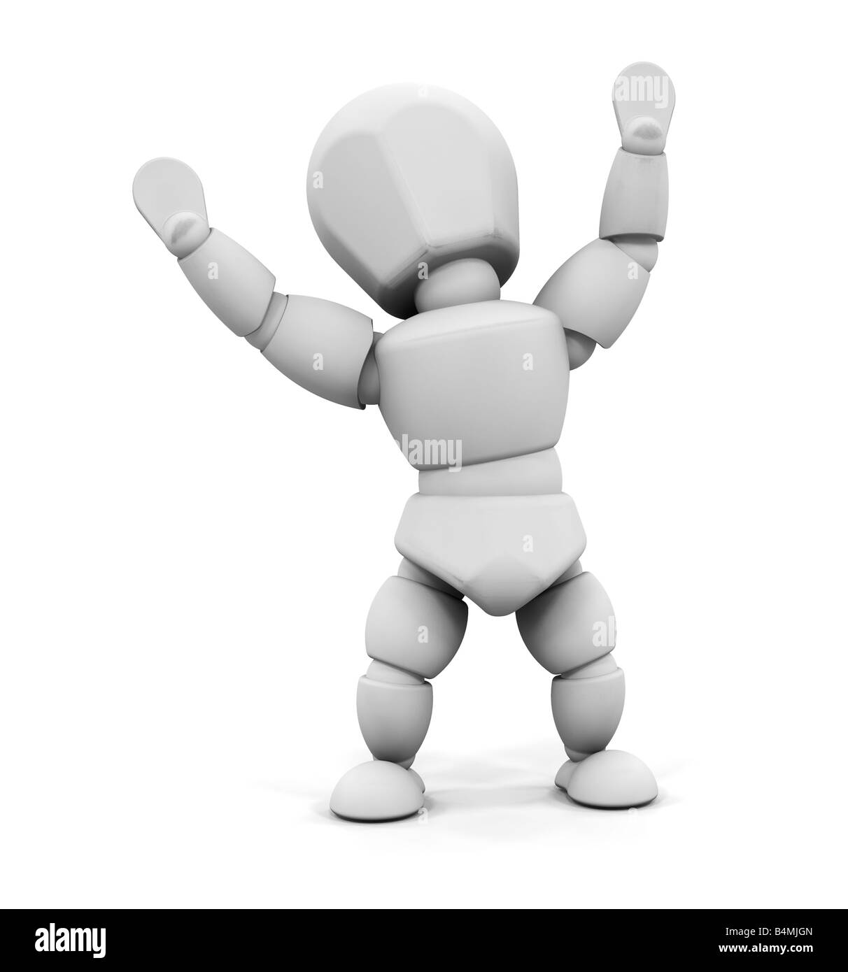 3D render di qualcuno con le braccia alzate in gioia Foto Stock