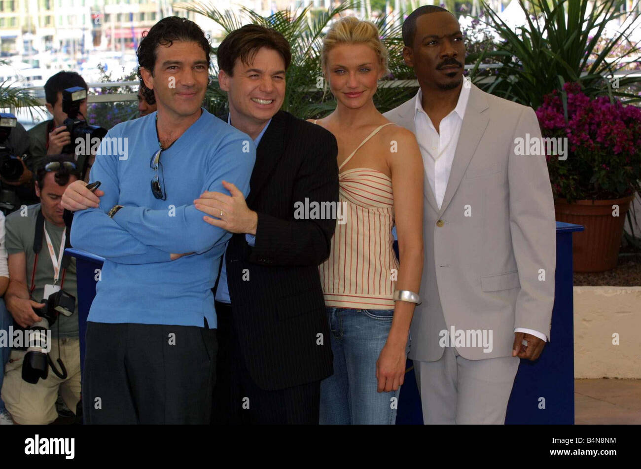 Antonio Banderas Mike Myers Cameron Diaz e Eddie Murphy al Cannes Film Festival 2004 Foto Stock