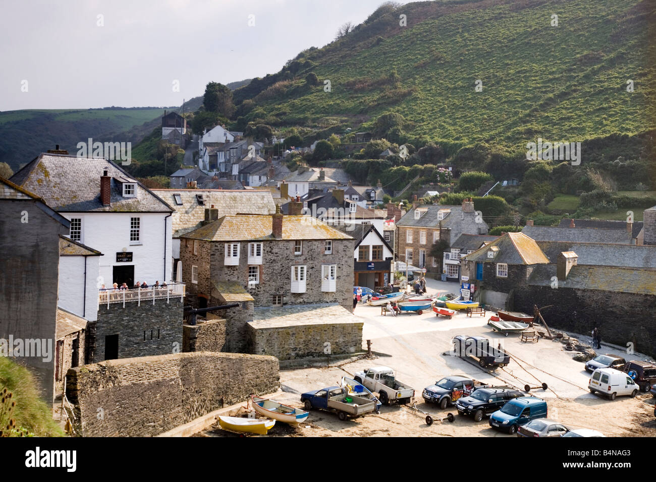 Vista aerea del Port Isaac Cornovaglia Foto Stock Vista aerea del Port Isaac Cornovaglia Foto Stock