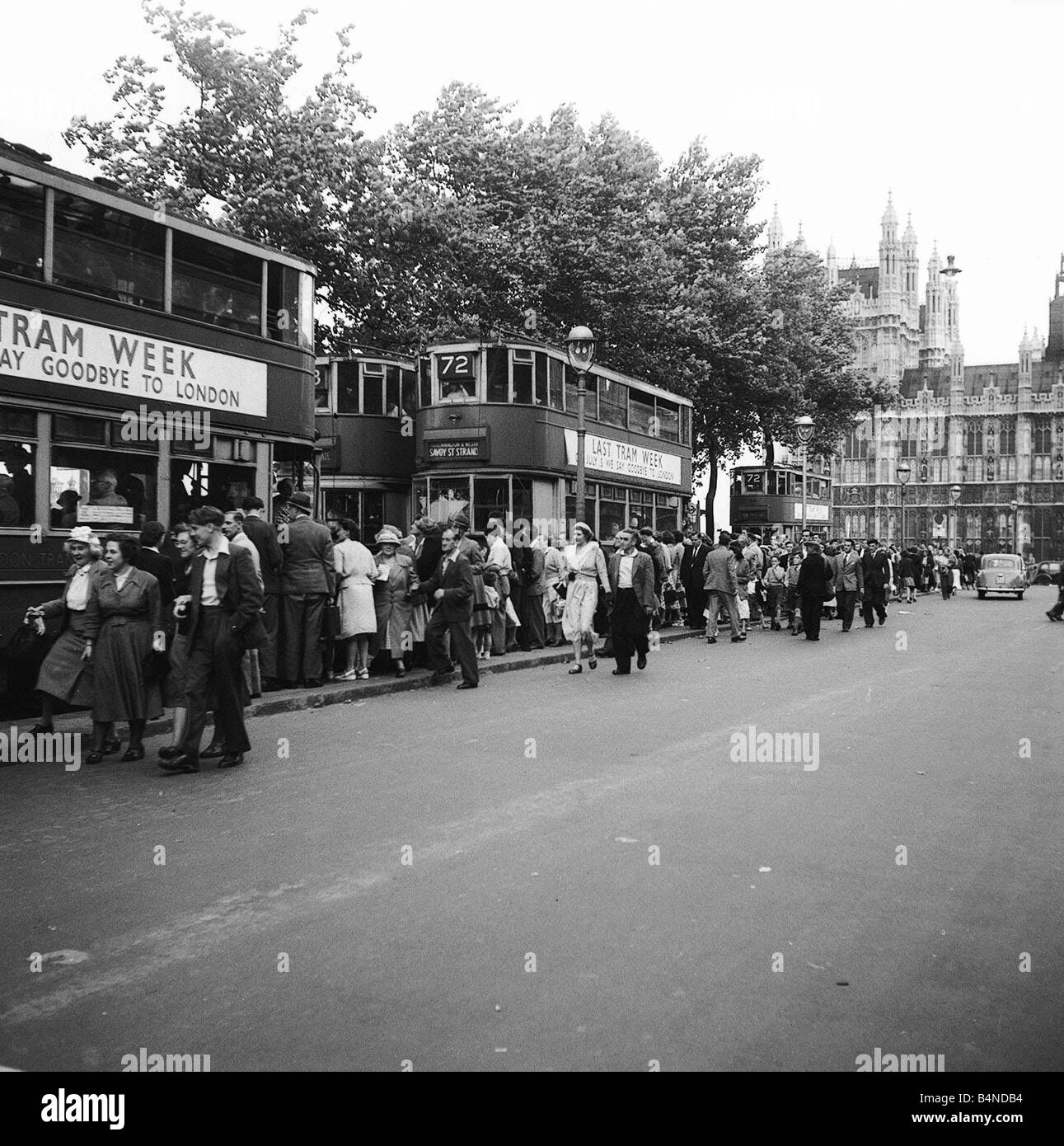 Trasporti Tram London s ultimo tram Luglio 1952 Foto Stock