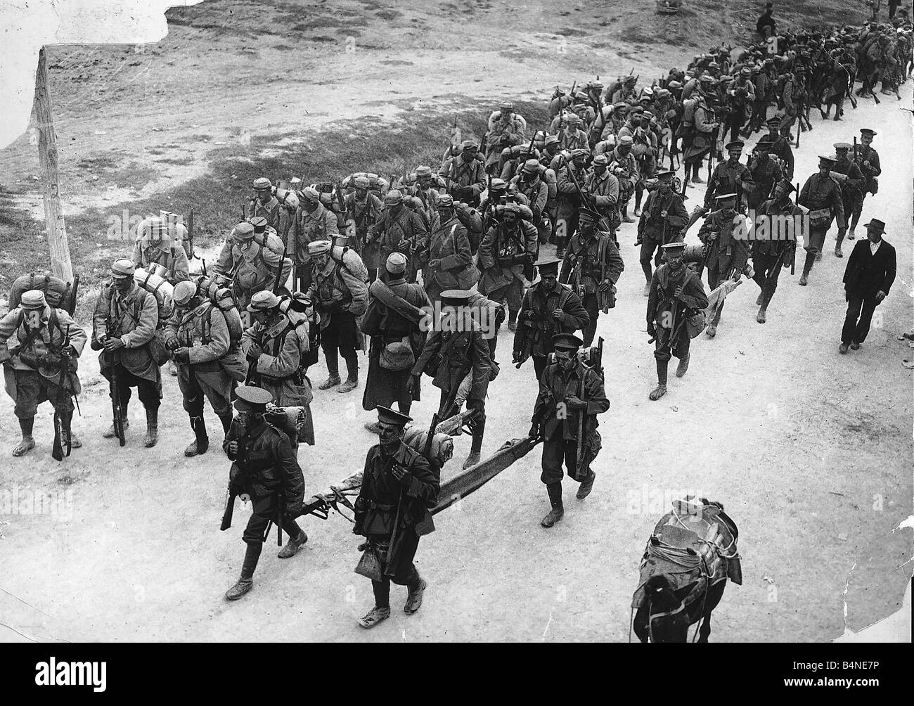 La Prima Guerra Mondiale Anglo le truppe francesi lasciare Solonika Ottobre 1915 Foto Stock