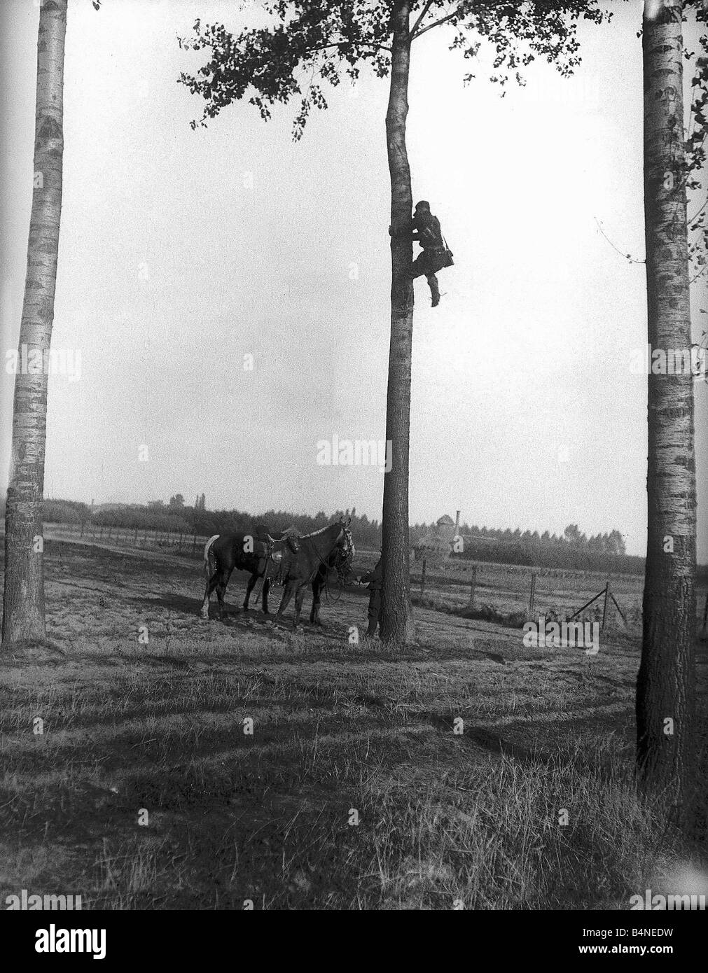 La seconda guerra mondiale un soldato rampicante Settembre 1914 Foto Stock