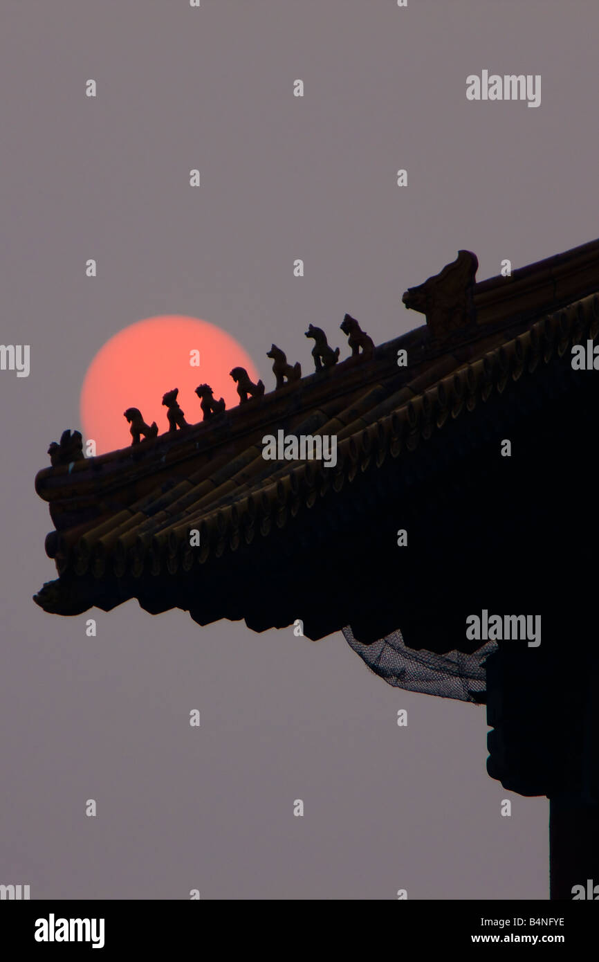 Cina Pechino Città Proibita Imperiale Figure del tetto Foto Stock