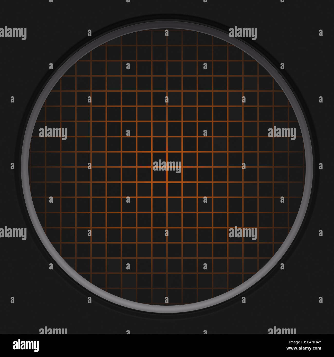 Un radar circolare griglia su sfondo nero Questo funziona anche come un pulsante Foto Stock