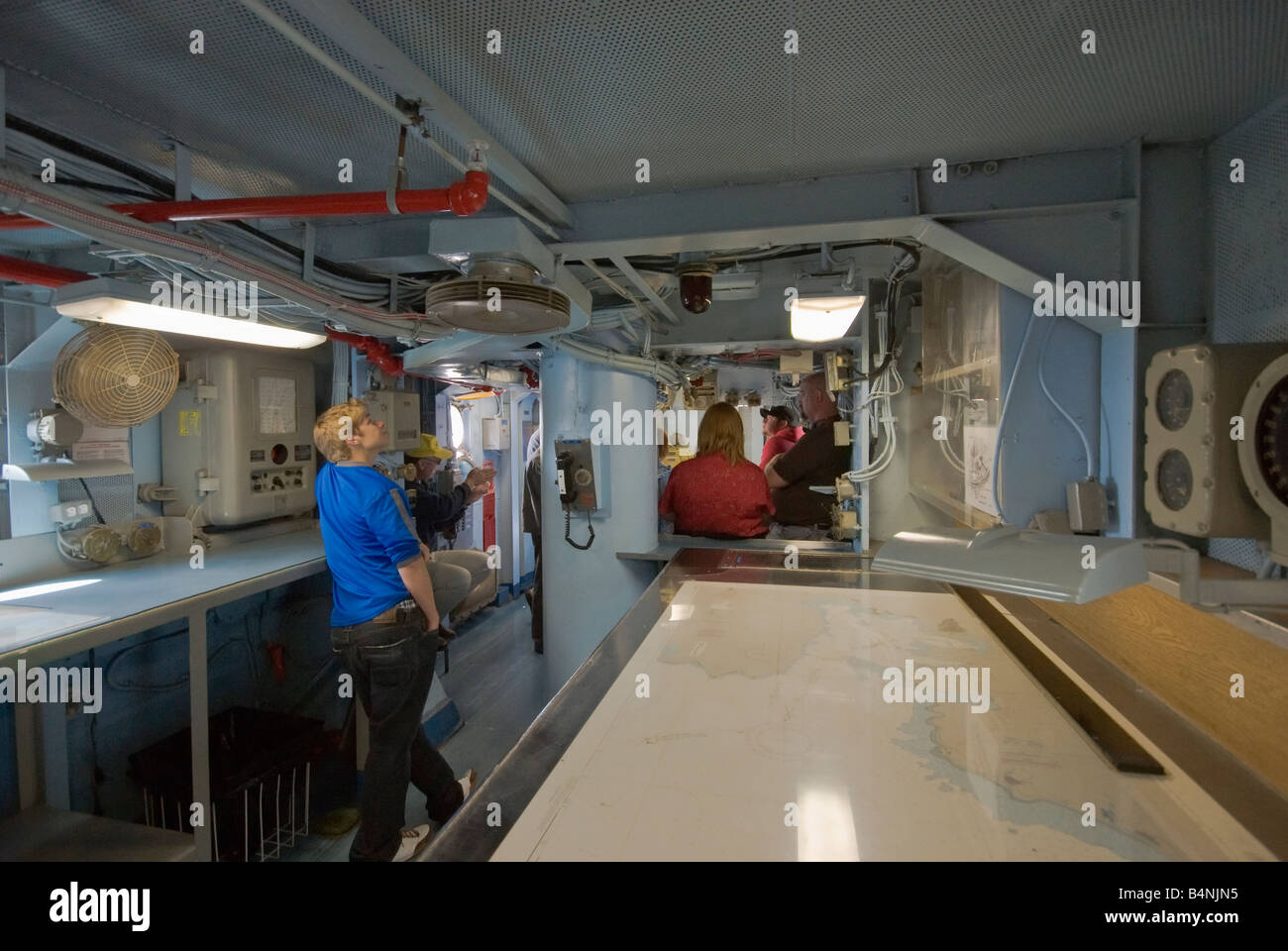 Bridge interno in corrispondenza di USS Midway portaerei nave museo in San Diego California USA Foto Stock