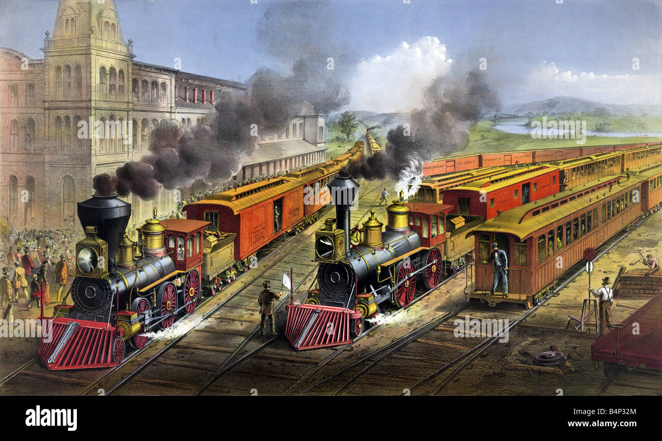 La scena della Ferrovia 1874 Foto Stock