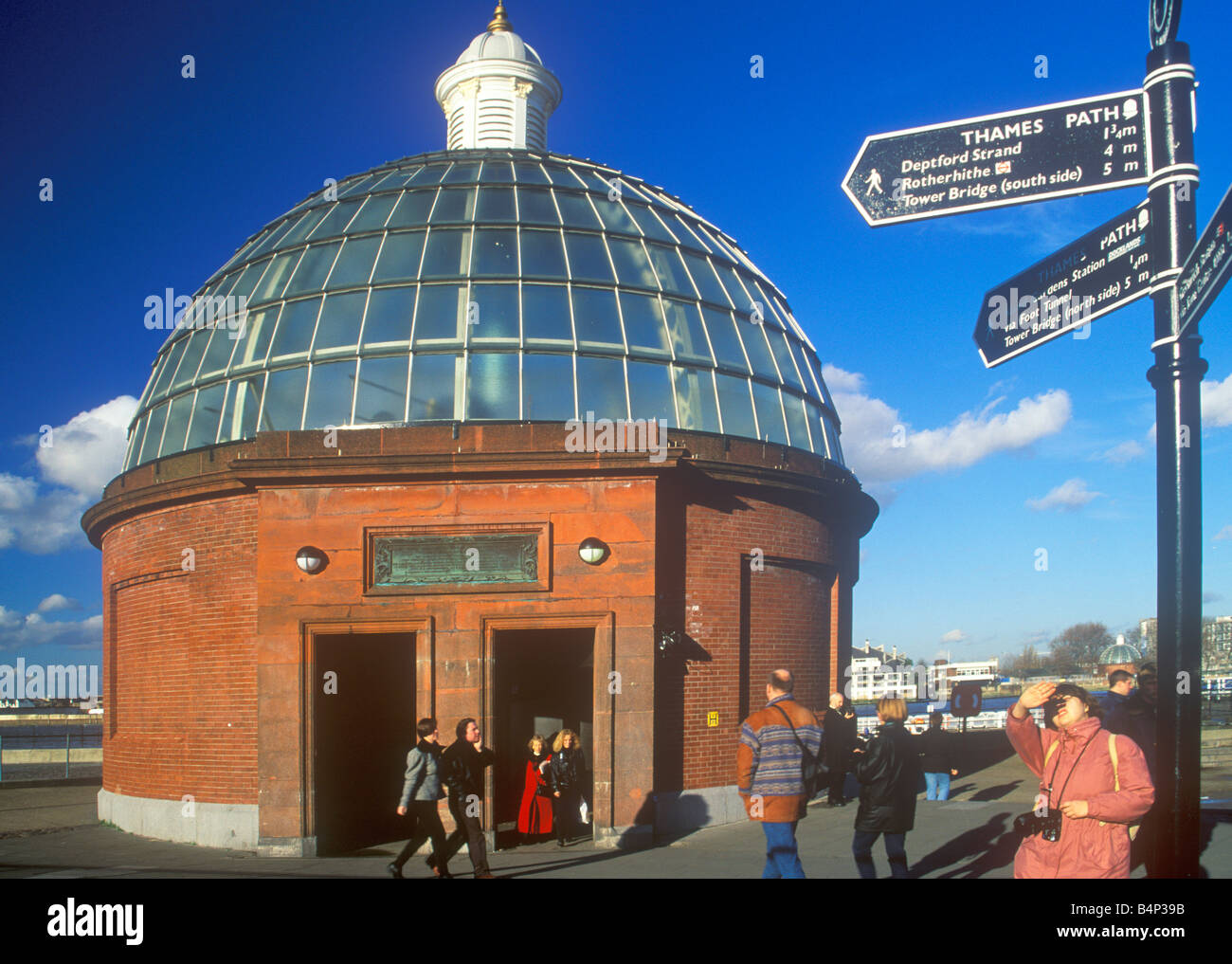 Ingresso al Greenwich Foot Tunnel, Londra Foto Stock