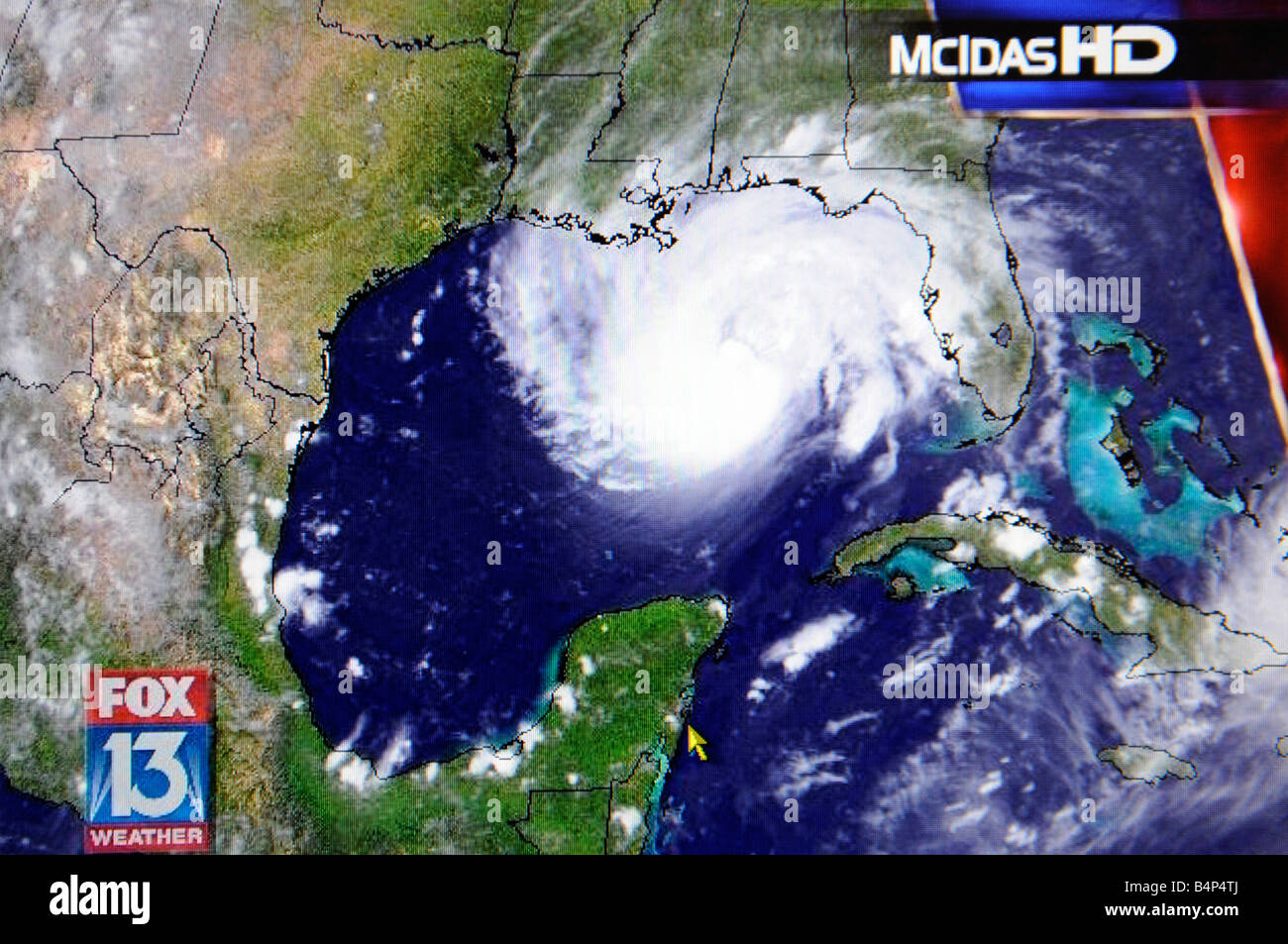 Hurricane Satellite mappa meteo come visto su internet e in televisione Foto Stock