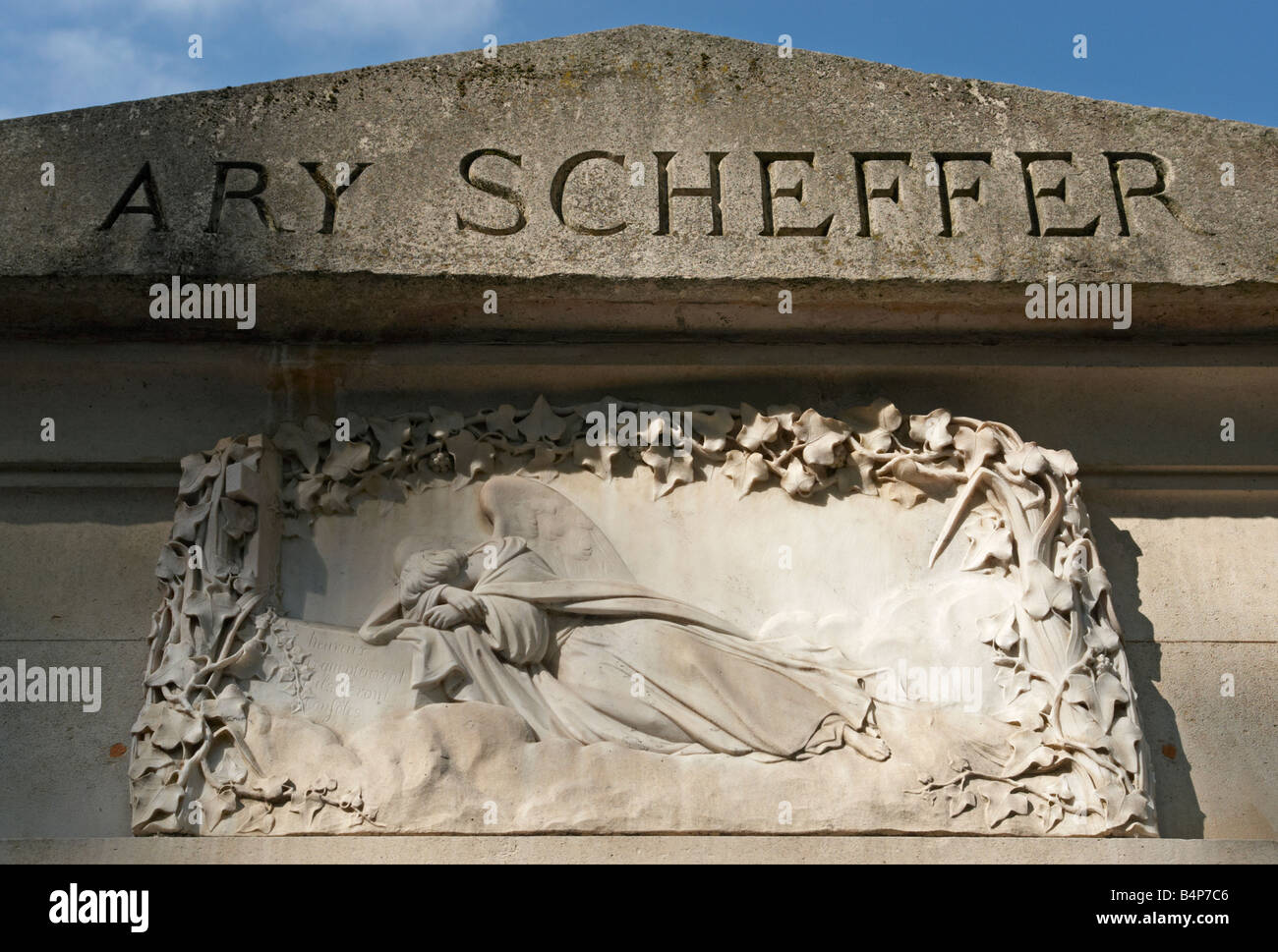 Lapide del XIX secolo pittore Ary Scheffer cimitero di Montmartre Parigi Francia Foto Stock