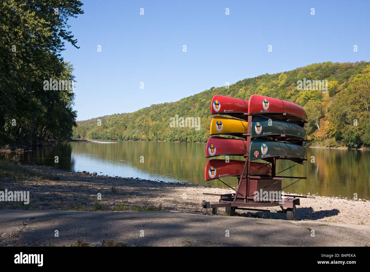 Del Fiume Delaware, gite in canoa in Point Pleasant, Pennsylvania Foto Stock