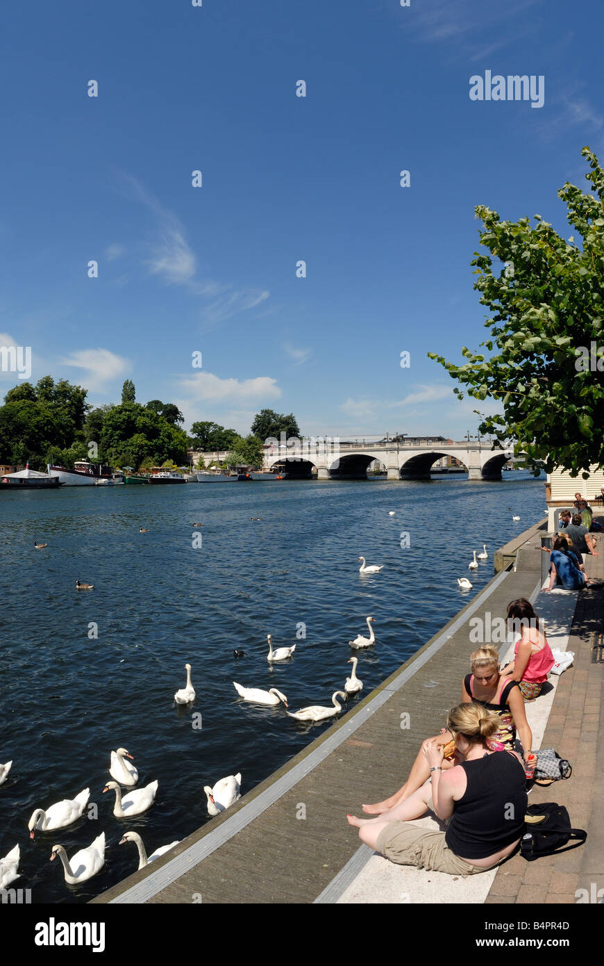 Il fiume Tamigi a Kingston upon Thames Foto Stock