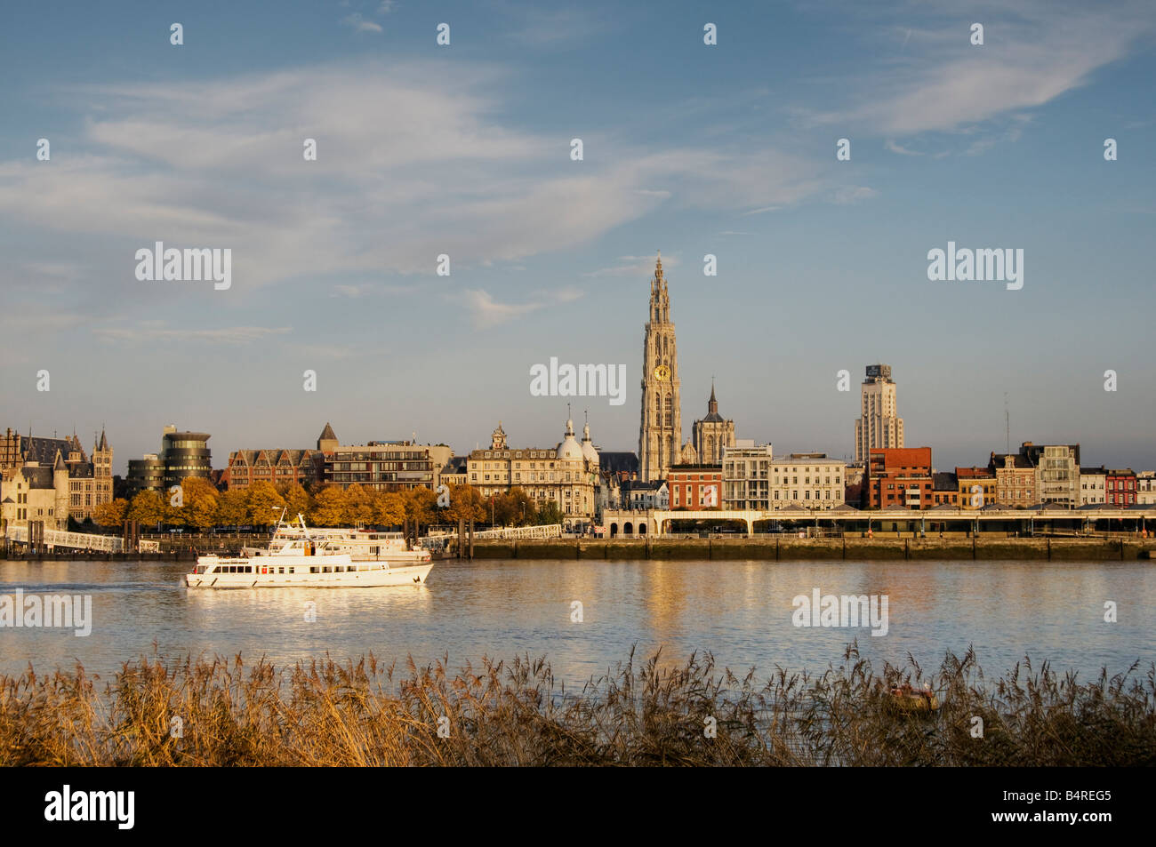 Skyline di Anversa Foto Stock