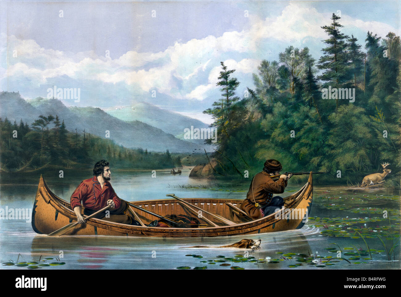 American Wild West scena di caccia 1863 Foto Stock