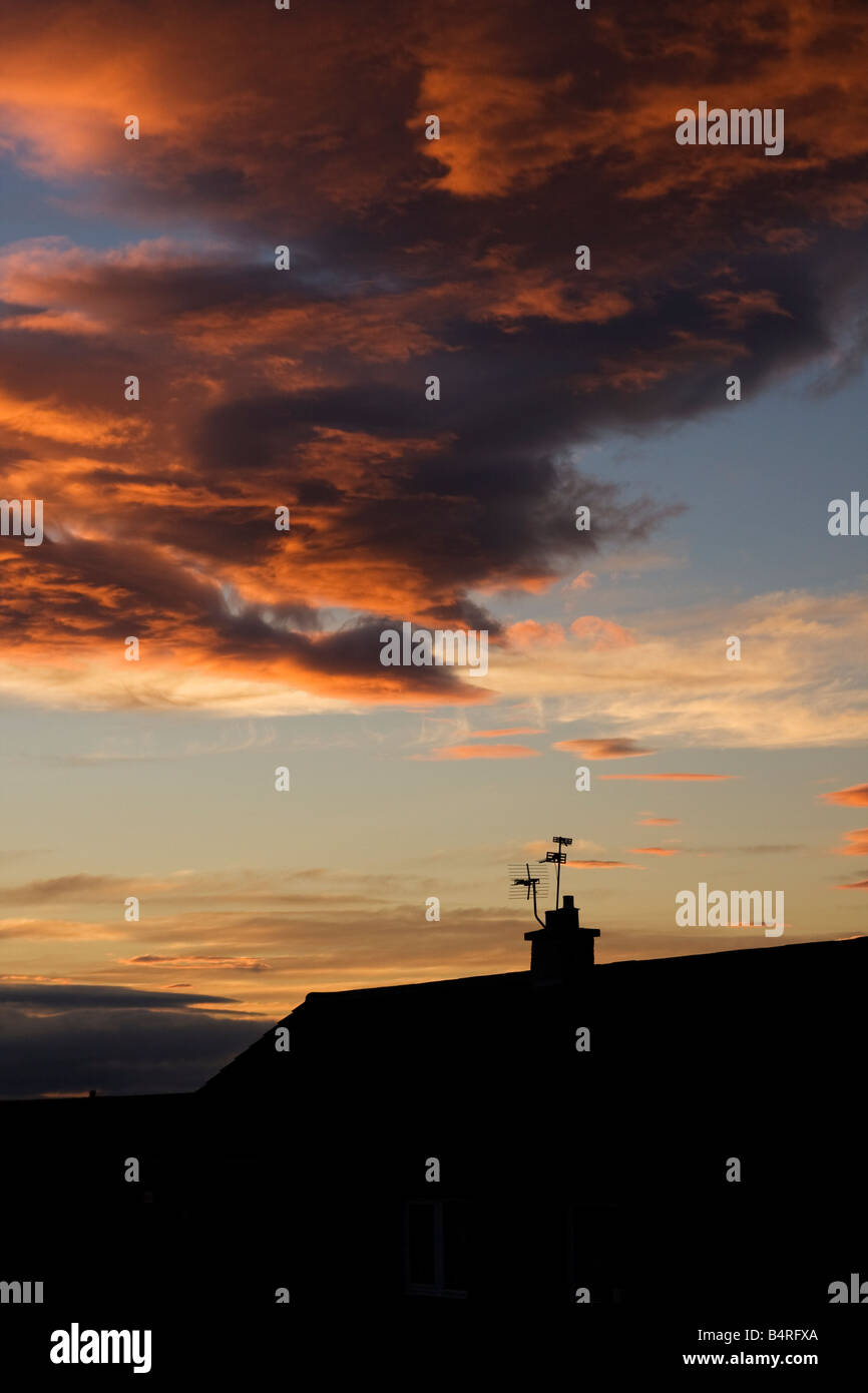 Silhouette al tramonto Foto Stock