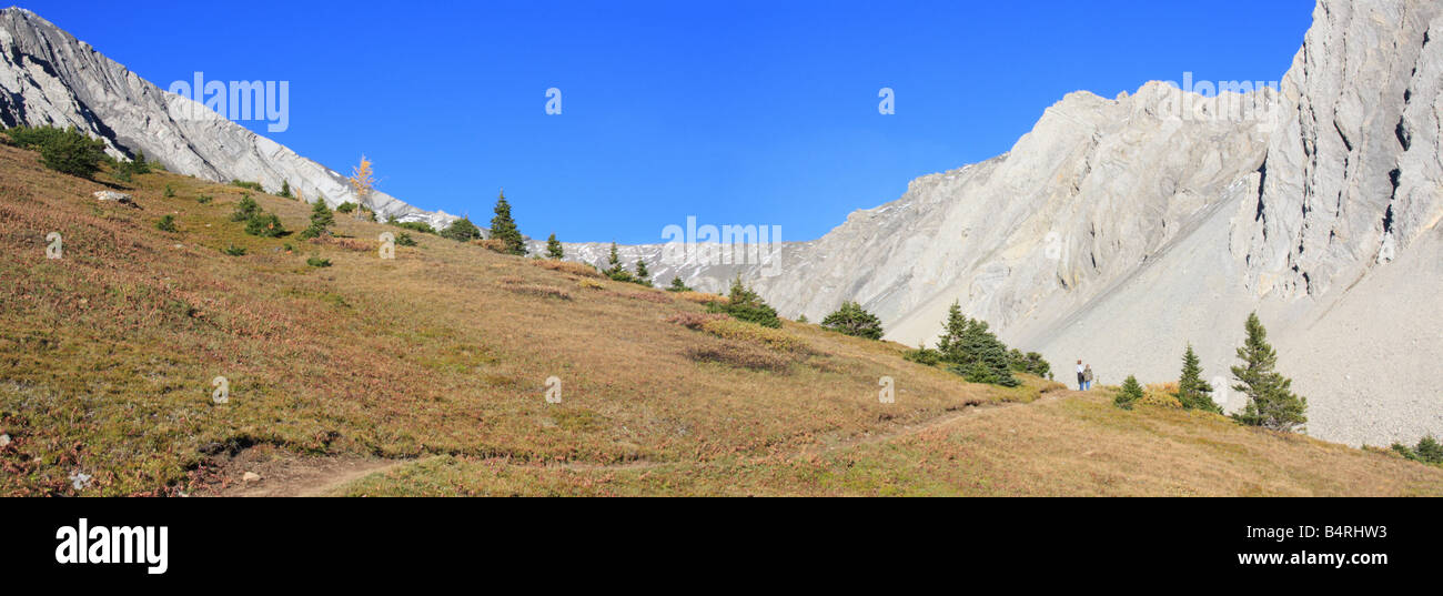 Panoramic Ptarmigan Cirque trail a Highwood Pass, Kananaskis country, Alberta Foto Stock