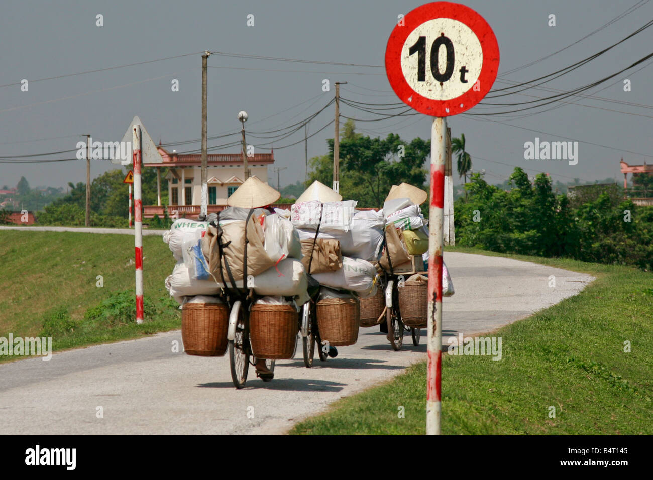 Traffico rurale Red River delta nel Vietnam del nord Foto Stock