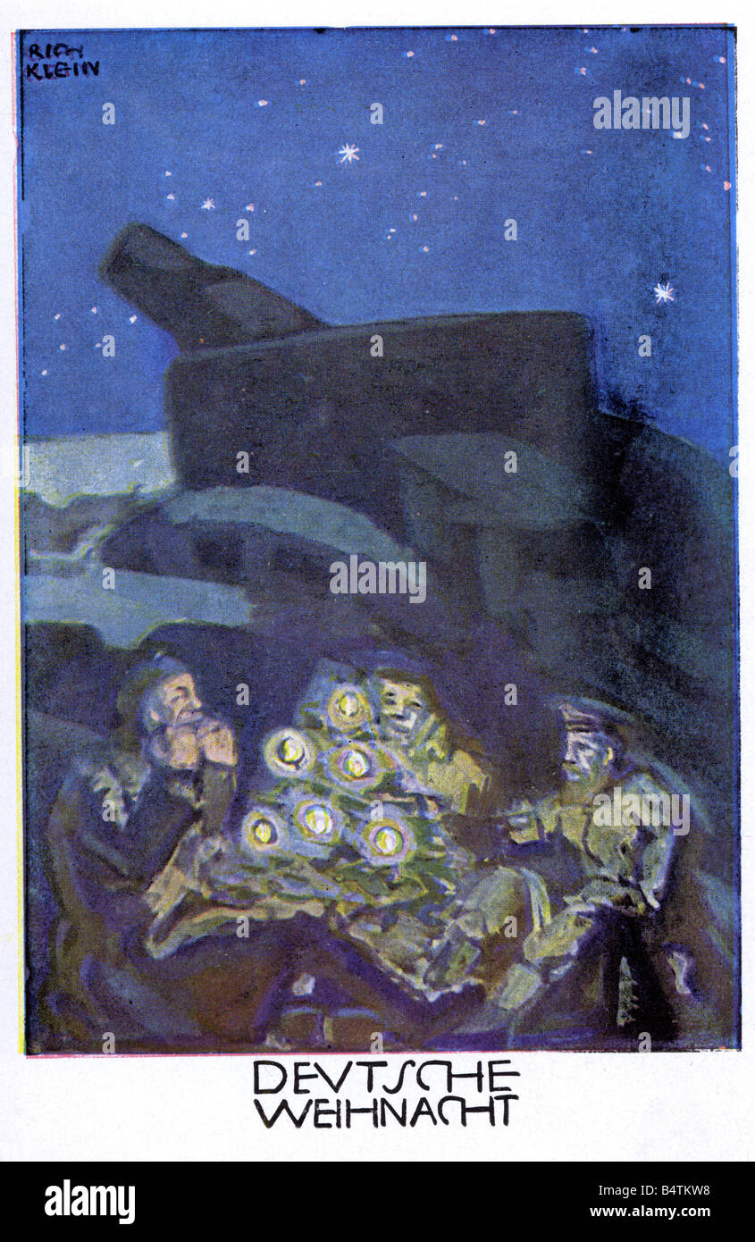 Eventi, Prima guerra mondiale / WWI, cartoline militari, cartolina 'Deutsche Weihnacht' (Natale tedesco), di Richard Klein, Monaco di Baviera, Germania, 20th secolo, Foto Stock