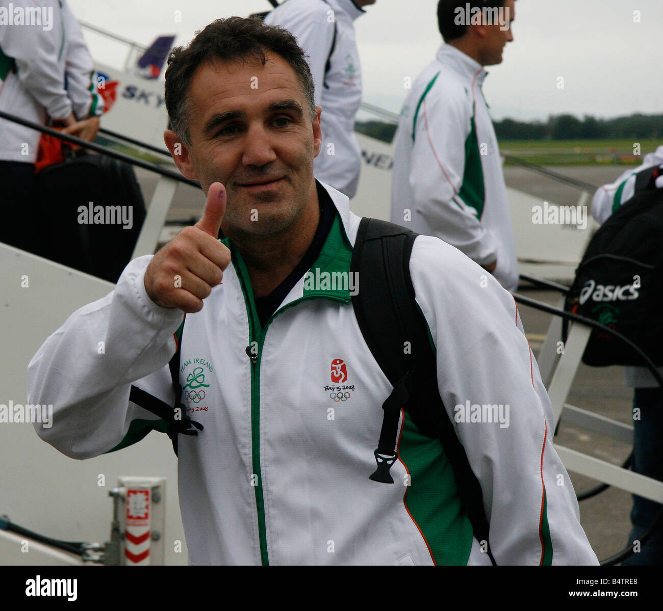26 agosto 2008 Irlanda s head coach Billy Walsh nella foto dopo l arrivo all aeroporto di Dublino con il irlandese team olimpico Dublin Foto Stock