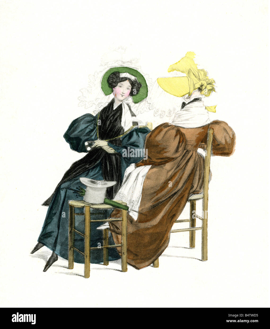 Moda, 19th secolo, moda donna, Francia, litografia dopo disegno di Paul Gavarni, Parigi, aprile 1831, Foto Stock
