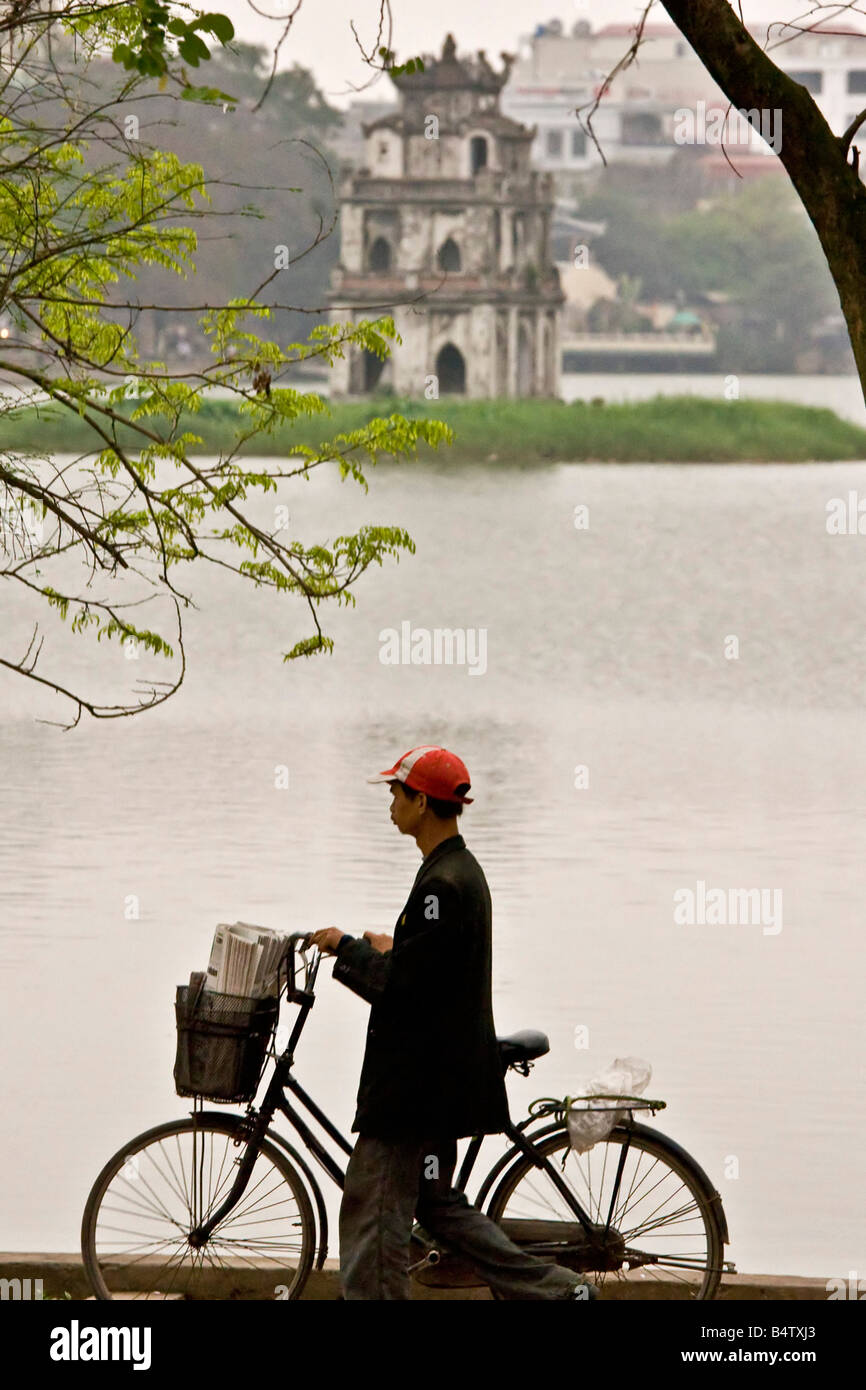 Torre di tartaruga Hoam Kiem Lake Hanoi Vietnam Foto Stock