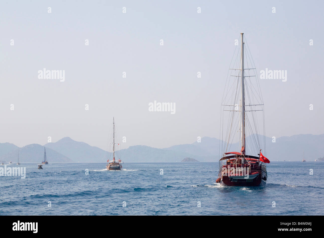 Vista del 12 isole, mentre su una barca da excusion Dalyan Turchia Foto Stock