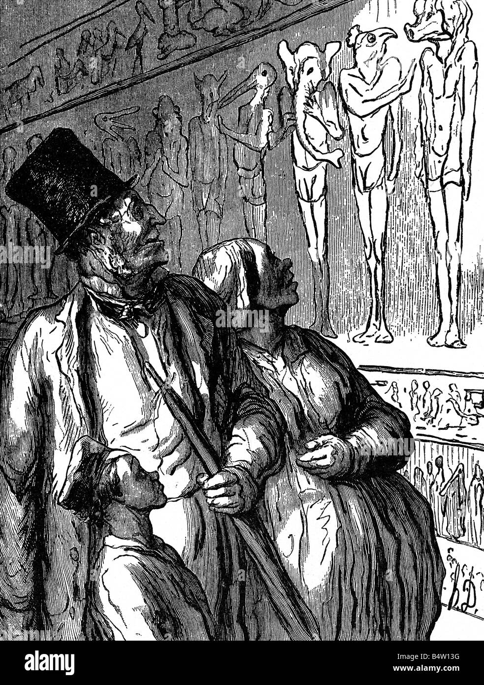 Mostre, esposizione mondiale, Parigi, 1.4.1867 - 31.12.1867, caricatura, il dipartimento egiziano, disegno di Honore Daumier, 1867, Exposition Universelle, Expo, esposizione internazionale, satira, Egitto, persone, visitatori, Francia, 2nd Impero, 19th secolo, storico, storico, Foto Stock
