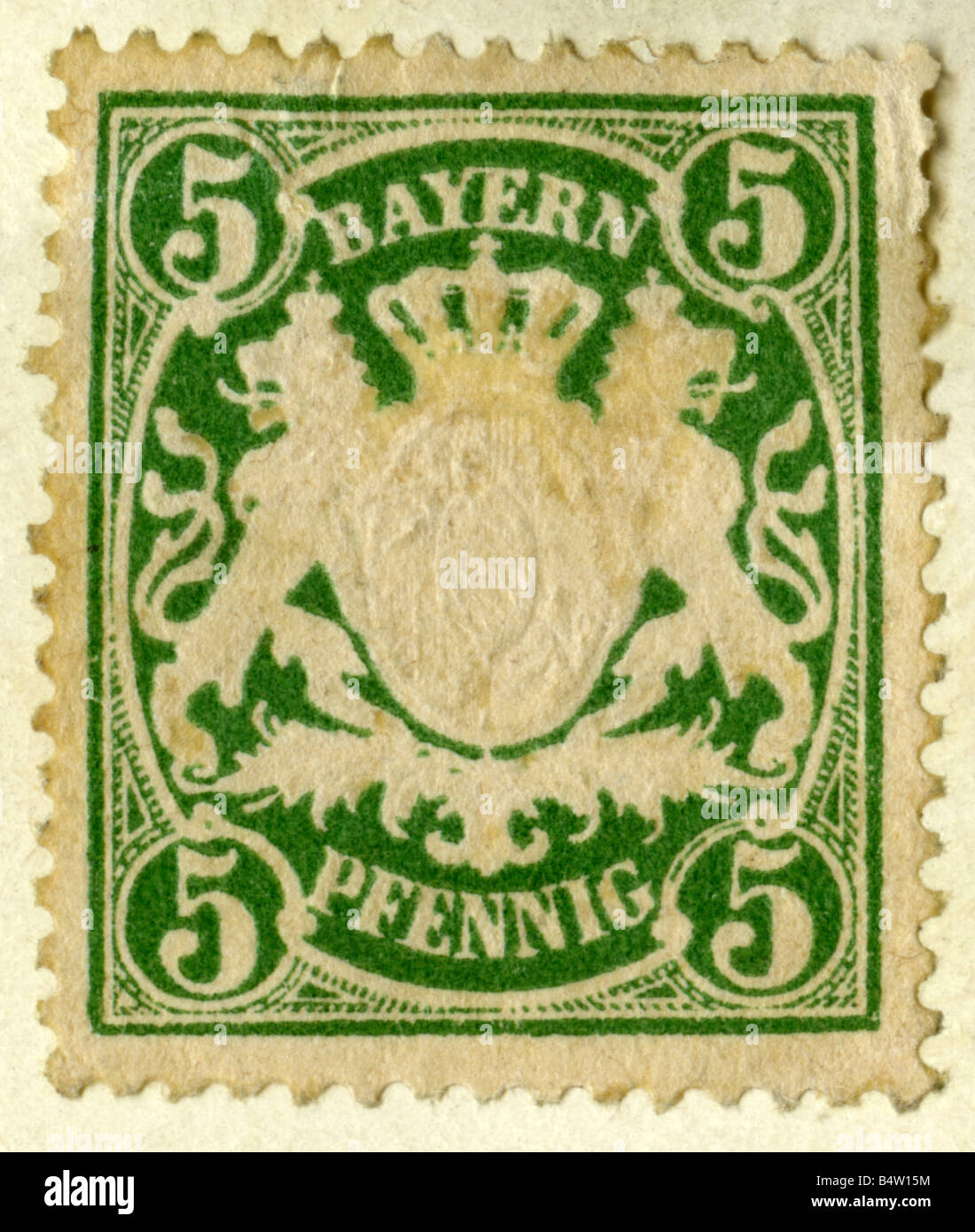 Posta / posta, francobolli, Germania, Baviera, 5 francobollo Pfennig, 1876 - 1918, Foto Stock