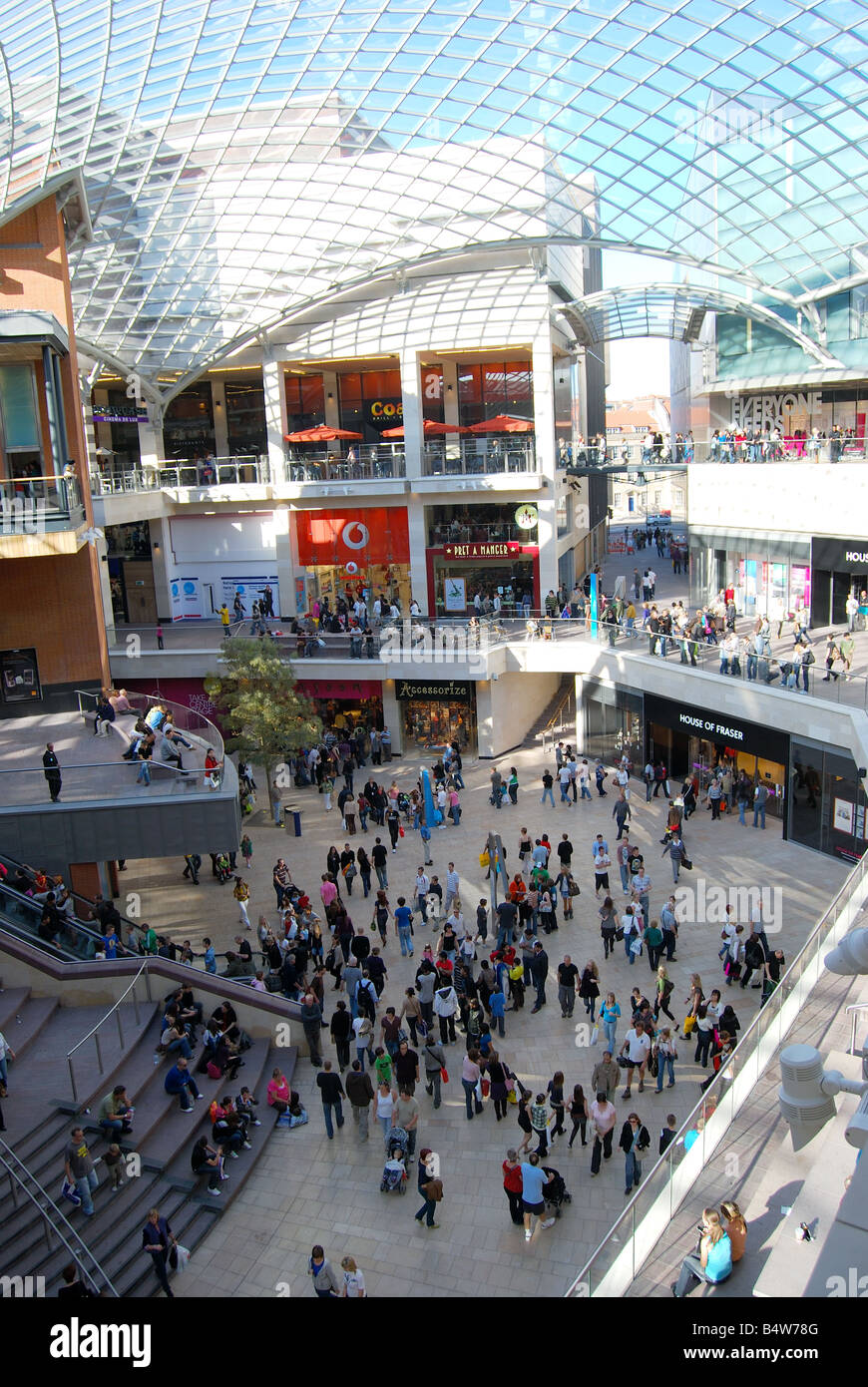 Centro commerciale Cabot Circus atrium, Broadmead, Bristol, Inghilterra, Regno Unito Foto Stock