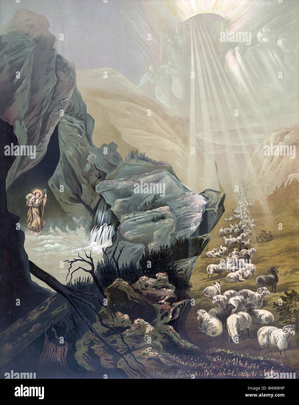 La pecorella smarrita, l'arte religiosa Foto Stock