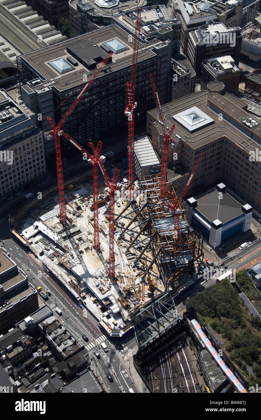 Vista aerea a sud-ovest di Broadgate Tower Sito in costruzione Primrose Street City of London EC2 England Regno Unito alto livello obliqua Foto Stock