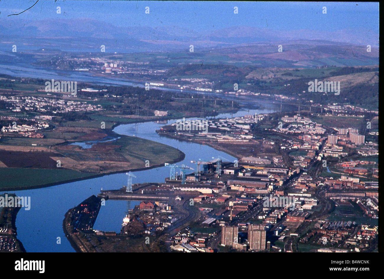 Fiumi Clyde vista aerea Glasgow Clydebank Febbraio 1994 Foto Stock